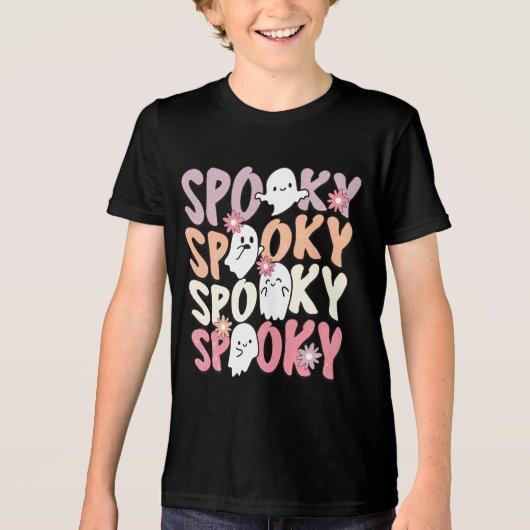 Schattigee herhaling spooky halloween spook typogr Tri-Blend shirt (Voorkant)