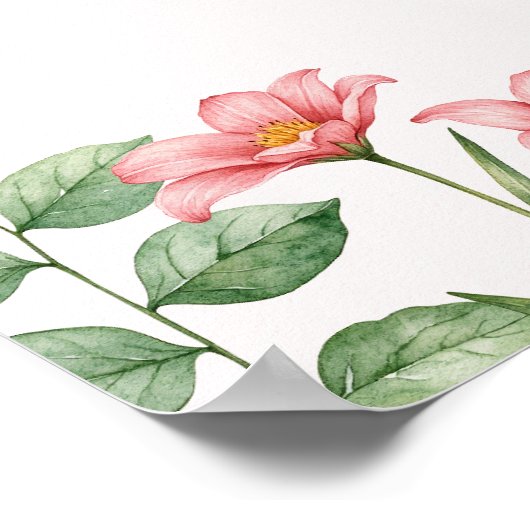 Schattigee Herten Bloemen Baby shower Baby shower  Poster (Hoek)