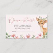 Schattigee Herten Bloemen Luier Raffle Baby shower Informatiekaartje (Voorkant)