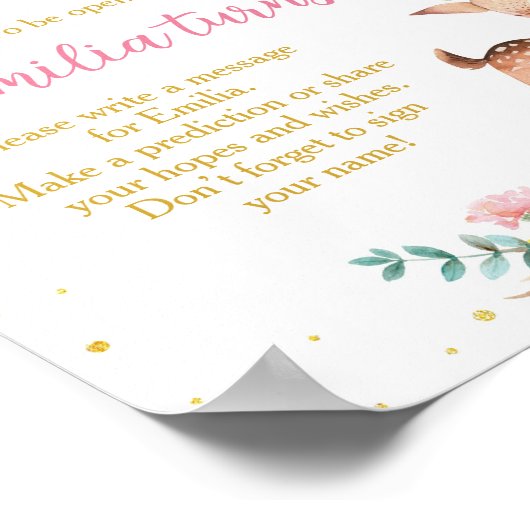 Schattigee Herten Bloemen Verjaardag Party Time Ca Poster (Hoek)