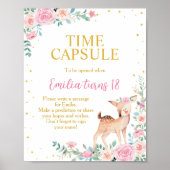 Schattigee Herten Bloemen Verjaardag Party Time Ca Poster (Voorkant)