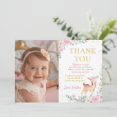 Schattigee Herten Bloemen Verjaardagsfoto Dank u k Bedankkaart (Staand voorkant)