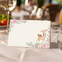 Schattigee Herten Bloemen Voedsel Tent Place Card Plaatskaartje
