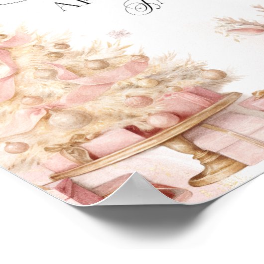 Schattigee herten Blush Pink Gold Winter Hoeveel S Poster (Hoek)