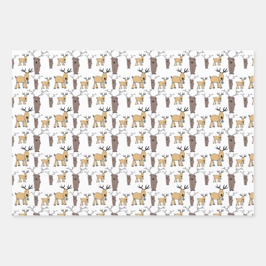 Schattigee Herten Buck Bull Elk Hand getrokken Bab Inpakpapier Vel (Voorkant 2)