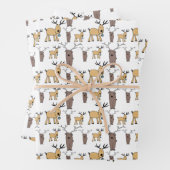 Schattigee Herten Buck Bull Elk Hand getrokken Bab Inpakpapier Vel (In situ)