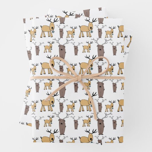 Schattigee Herten Buck Bull Elk Hand getrokken Bab Inpakpapier Vel (In situ)