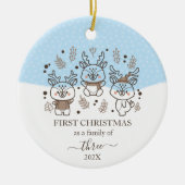 Schattigee herten eerste kerstfamilie van 3 keramisch ornament (Voorkant)