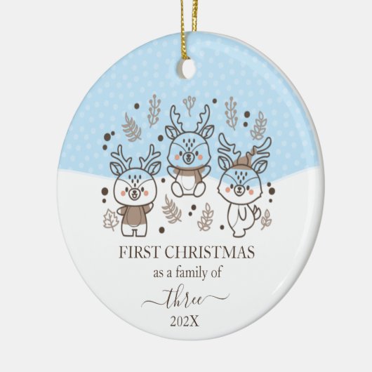 Schattigee herten eerste kerstfamilie van 3 keramisch ornament (Links)