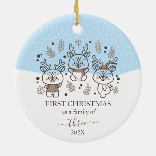 Schattigee herten eerste kerstfamilie van 3 keramisch ornament (Achterkant)