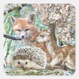Schattigee herten, egel en vos Stickers