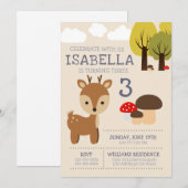 Schattigee Herten Fawn Kids Verjaardagsfeest Kaart (Voorkant / Achterkant)