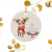 Schattigee herten gepersonaliseerd Kind `s Eerste  Keramisch Ornament
