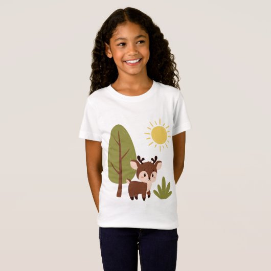 Schattigee herten in het bos t-shirt (Voorkant volledig)