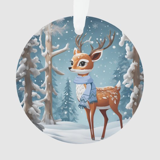 Schattigee herten in Winter Woodlands Christmas Ornament (voorkant)