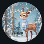 Schattigee herten in Winter Woodlands Christmas Ronde Sticker<br><div class="desc">Personaliseer deze Schattigee Herten in Winter Woodlands Christmas Classic Round Sticker met een aangepaste begroeting en familienaam.</div>