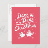 Schattigee herten Kerst Typografie Pun Briefkaart (Voorkant / Achterkant)