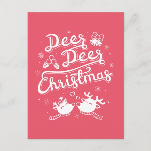 Schattigee herten Kerst Typografie Pun Briefkaart (Voorkant)