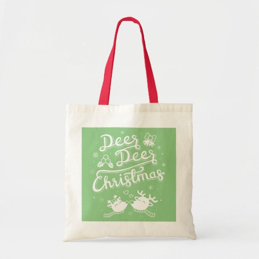 Schattigee herten Kerst Typografie Pun Canvas tas (Voorkant)