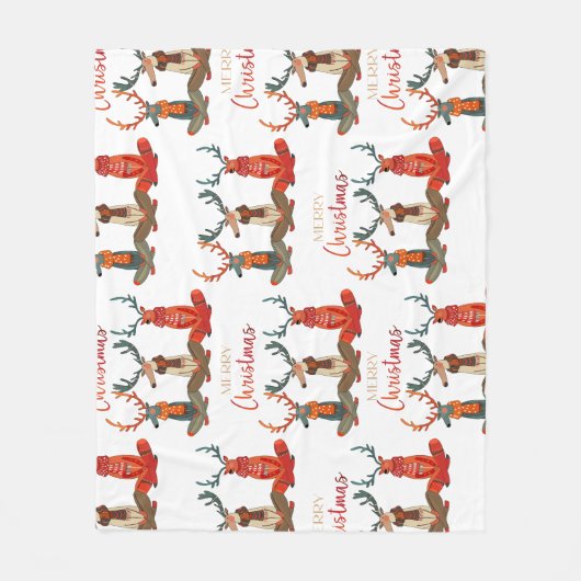 Schattigee herten. Kerstherten in sjaals. feestste Fleece Deken (Voorkant)