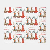 Schattigee herten. Kerstherten in sjaals. feestste Fleece Deken (Voorkant (Horizontaal))