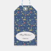 Schattigee herten met kerstbomen en sneeuwvlokken cadeaulabel (Voorkant)