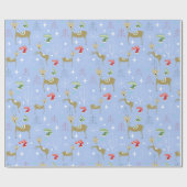 Schattigee herten met kerstbomen en sneeuwvlokken cadeaupapier (Vlak)