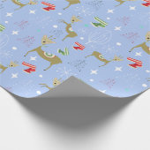 Schattigee herten met kerstbomen en sneeuwvlokken cadeaupapier (Hoek)