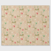 Schattigee herten met kerstbomen en sneeuwvlokken cadeaupapier (Vlak)