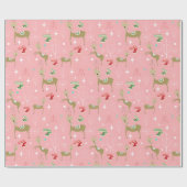 Schattigee herten met kerstbomen en sneeuwvlokken cadeaupapier (Vlak)