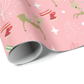 Schattigee herten met kerstbomen en sneeuwvlokken cadeaupapier (Rol Hoek)