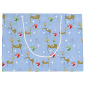 Schattigee herten met kerstbomen en sneeuwvlokken groot cadeauzakje (Achterkant)