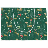 Schattigee herten met kerstbomen en sneeuwvlokken groot cadeauzakje (Achterkant)