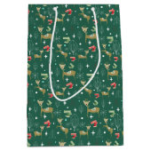 Schattigee herten met kerstbomen en sneeuwvlokken medium cadeauzakje (Voorkant)