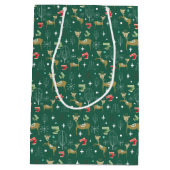 Schattigee herten met kerstbomen en sneeuwvlokken medium cadeauzakje (Achterkant)
