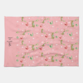 Schattigee herten met kerstbomen en sneeuwvlokken theedoek (Horizontaal)