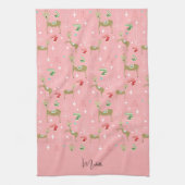 Schattigee herten met kerstbomen en sneeuwvlokken theedoek (Verticaal)