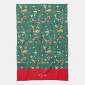 Schattigee herten met kerstbomen en sneeuwvlokken theedoek (Verticaal)