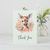 Schattigee herten omringd door Rozen Dank u Bedankkaart (Staand voorkant)