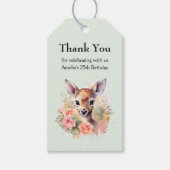 Schattigee herten omringd door Rozen Dank u Cadeaulabel (Voorkant)