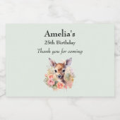 Schattigee herten omringd door Rozen partij dank u Sparkling Wijnetiket (Enkel label)