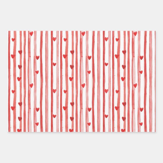 Schattigee herten rode harten kerst inpakpapier vel (Voorkant 3)