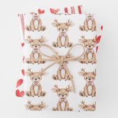 Schattigee herten rode harten kerst inpakpapier vel (In situ)
