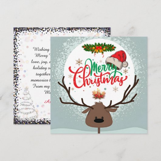 Schattigee herten vrolijk kerstwensen Kaart (Voorkant / Achterkant)