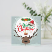 Schattigee herten vrolijk kerstwensen Kaart (Staand voorkant)