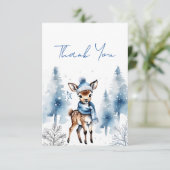 Schattigee herten Winter jongens baby shower dank  Bedankkaart (Staand voorkant)