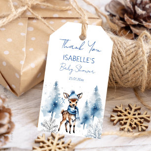 Schattigee herten Winter jongens baby shower dank  Cadeaulabel