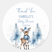 Schattigee herten Winter jongens baby shower dank  Ronde Sticker (Voorkant)