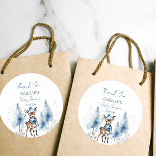Schattigee herten Winter jongens baby shower dank  Ronde Sticker