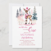 Schattigee herten Winter meisjes sjabloon Kaart (Voorkant)